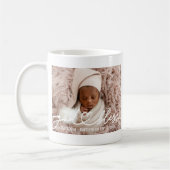 Baptisme Simple Elegant Moderne Heart Baby Foto Koffiemok (Links)