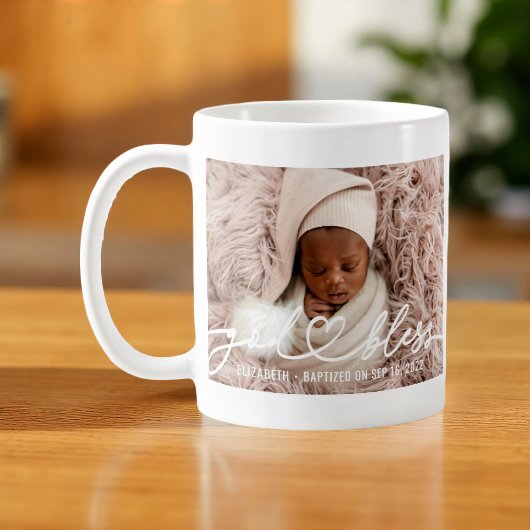 Baptisme Simple Elegant Moderne Heart Baby Foto Koffiemok