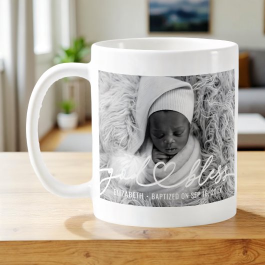 Baptisme Simple Elegant Moderne Heart Baby Foto Koffiemok