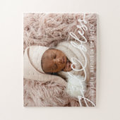 Baptisme Simple Elegant Moderne Heart Baby Foto Legpuzzel (Verticaal)