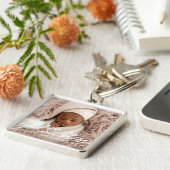 Baptisme Simple Elegant Moderne Heart Baby Foto Sleutelhanger (Zijkant)