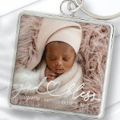 Baptisme Simple Elegant Moderne Heart Baby Foto Sleutelhanger