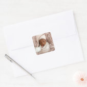 Baptisme Simple Elegant Moderne Heart Baby Foto Vierkante Sticker (Envelop)