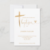 Baptisme Simple Modern Cross Christening Gold Invi Kaart (Voorkant)
