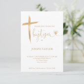 Baptisme Simple Modern Cross Christening Gold Invi Kaart (Staand voorkant)