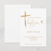 Baptisme Simple Modern Cross Christening Gold Invi Kaart (Voorkant / Achterkant)