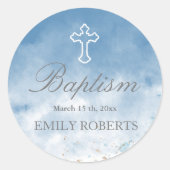 baptisme sky blue elegant monogram sticker (Voorkant)