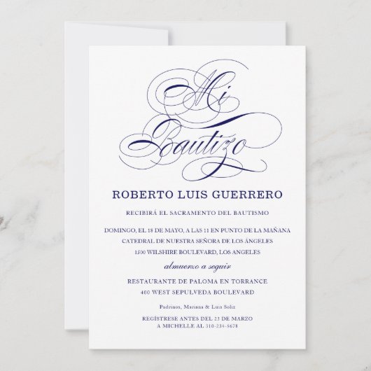 Baptisme - Spaans marineschrift Mi Bautizo Kaart (Voorkant)