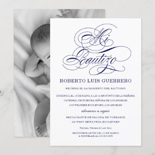 Baptisme - Spaans marineschrift Mi Bautizo Kaart