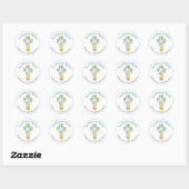 Baptisme Stickers Boy Blue Floral Wooden Cross (Vel)
