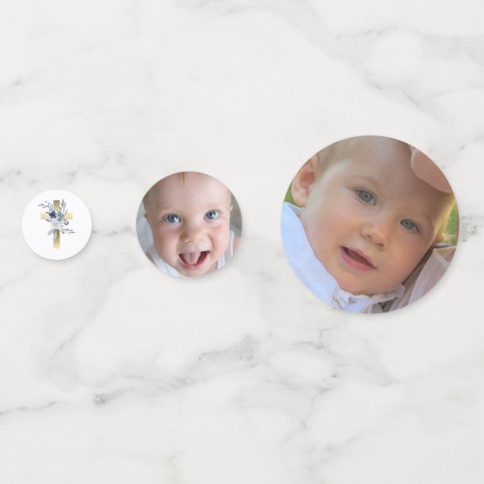 Baptisme stoffige blauwe bloemen confetti (Voorkanten)