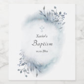 Baptisme stoffige blauwe waterverf groen wijn etiket (Enkel label)
