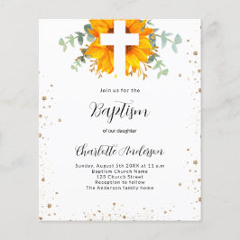 Baptisme sunflower eucalyptus budget uitnodiging flyer