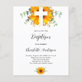 Baptisme sunflower eucalyptus budget uitnodiging flyer