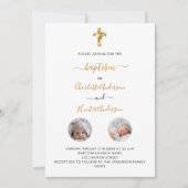 Baptisme tweeling witte foto genderneutraal kaart (Voorkant)