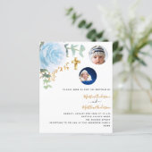 Baptisme tweelingt jongens foto foto-budgetuitnodi (Staand voorkant)