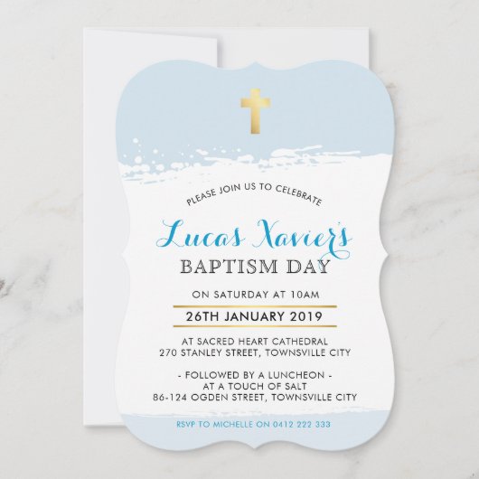 BAPTISME UITNODIGEN schattige moderne kruis borste Kaart (Voorkant)