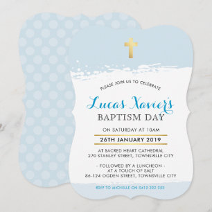 BAPTISME UITNODIGEN schattige moderne kruis borste Kaart