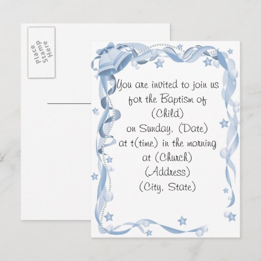 Baptisme Uitnodiging Briefkaart (Voorkant / Achterkant)