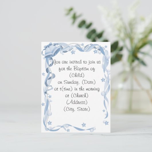 Baptisme Uitnodiging Briefkaart (Staand voorkant)