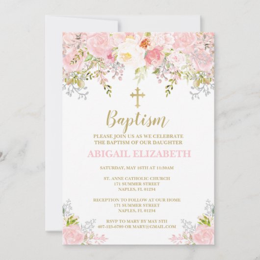 Baptisme Uitnodiging, Christening, Toewijzing Kaart (Voorkant)