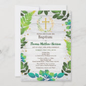 Baptisme-uitnodiging. Greenery wespenhout Kaart (Voorkant)