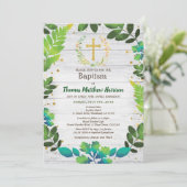 Baptisme-uitnodiging. Greenery wespenhout Kaart (Staand voorkant)