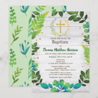 Baptisme-uitnodiging. Greenery wespenhout