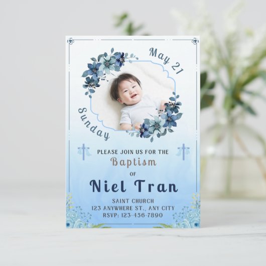 Baptisme-uitnodiging Kaart (Staand voorkant)