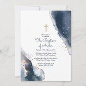 Baptisme-uitnodiging - marinegoudglitter-Waterverf Kaart (Voorkant)