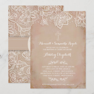 Baptisme-uitnodiging, meisje,  roze kaart