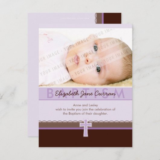 BAPTISME UITNODIGING:: puur 1 Uitnodiging Briefkaart (Voorkant / Achterkant)