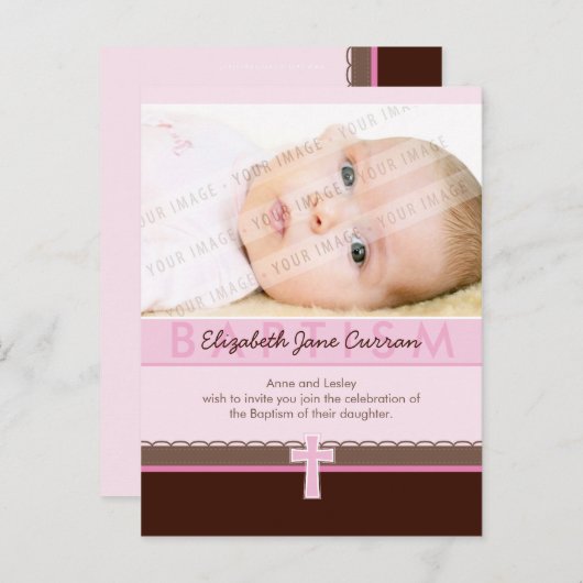 BAPTISME UITNODIGING:: puur 2 Uitnodiging Briefkaart (Voorkant / Achterkant)