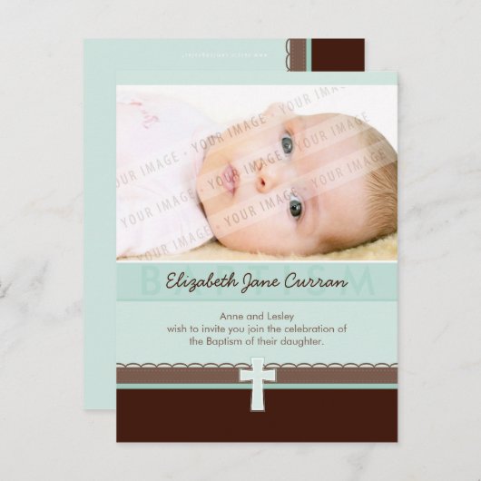 BAPTISME UITNODIGING:: puur 3 Uitnodiging Briefkaart (Voorkant / Achterkant)