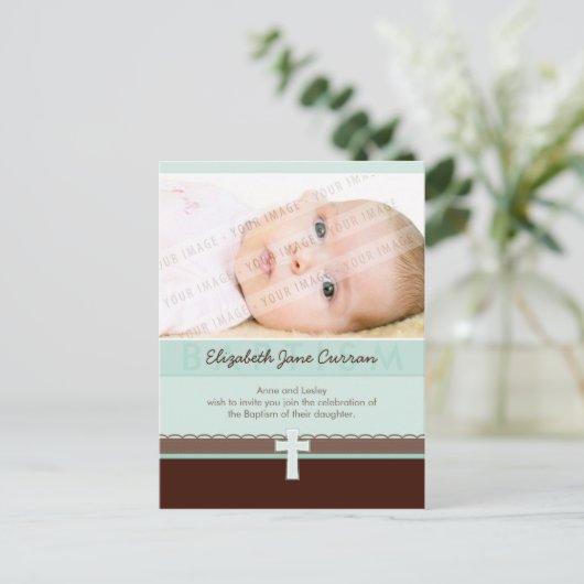 BAPTISME UITNODIGING:: puur 3 Uitnodiging Briefkaart (Staand voorkant)