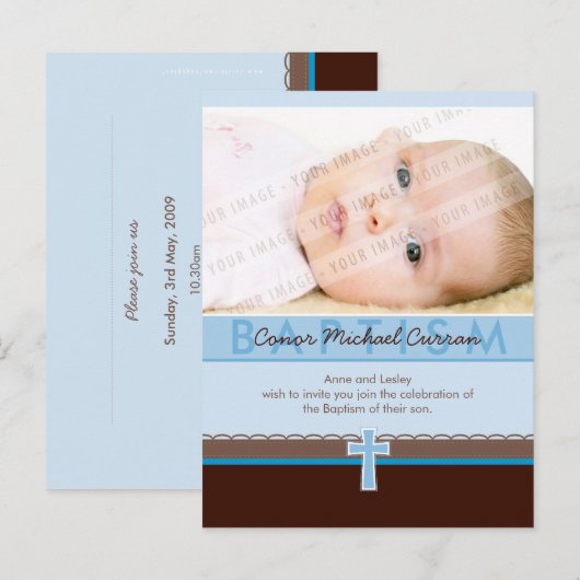 BAPTISME UITNODIGING:: puur 5 Uitnodiging Briefkaart (Voorkant / Achterkant)