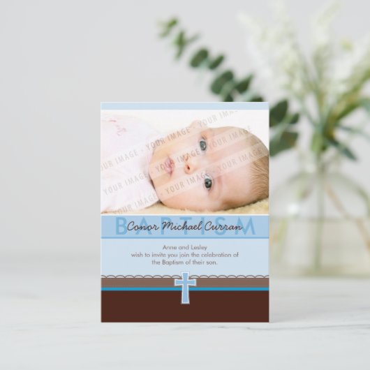 BAPTISME UITNODIGING:: puur 5 Uitnodiging Briefkaart (Staand voorkant)