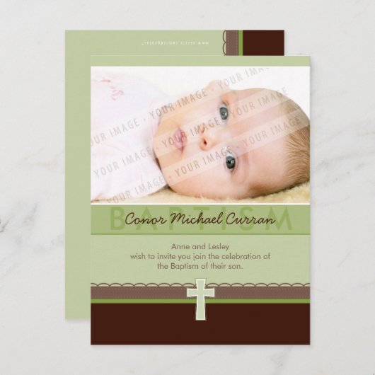 BAPTISME UITNODIGING:: puur 6 Uitnodiging Briefkaart (Voorkant / Achterkant)