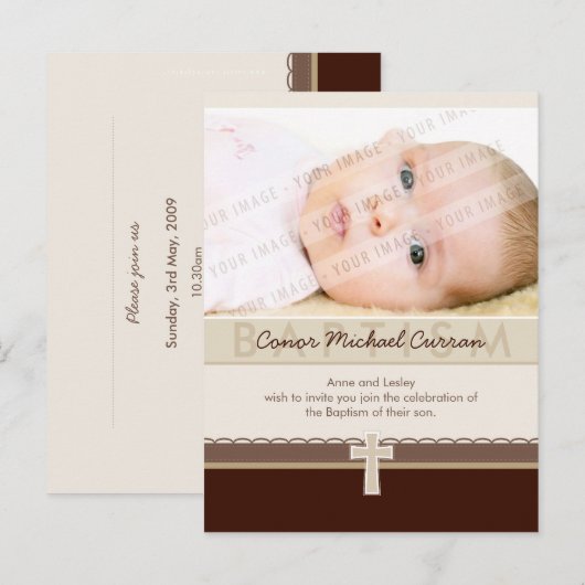 BAPTISME UITNODIGING:: puur 7 Uitnodiging Briefkaart (Voorkant / Achterkant)