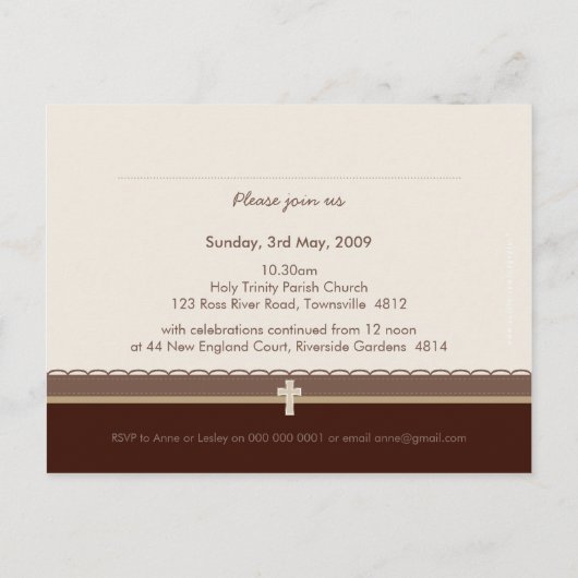 BAPTISME UITNODIGING:: puur 7 Uitnodiging Briefkaart (Achterkant)