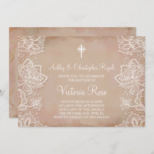 Baptisme Uitnodiging Roze  (Voorkant / Achterkant)