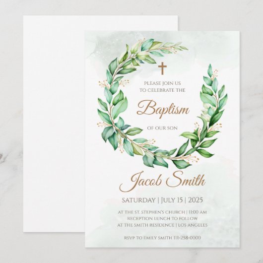 Baptisme uitnodigingen en baptisme uitnodigingen v (Voorkant / Achterkant)