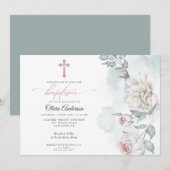 Baptisme uitvinding van de roze oogdruppelbloemen kaart (Voorkant / Achterkant)