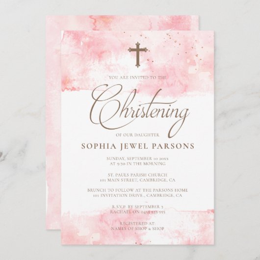 Baptisme-uitvindingen | Roze plastic en goudglitte Kaart (Voorkant / Achterkant)