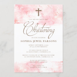 Baptisme-uitvindingen | Roze plastic en goudglitte Kaart