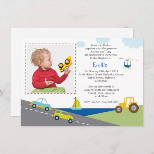 Baptisme-uitvindingen voor auto's en vrachtwagens kaart (Voorkant / Achterkant)