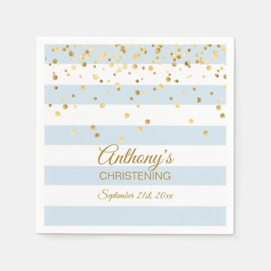 BAPTISME VAN BAPTISUS Pastel Blue Gold BOY Servet (Voorkant)