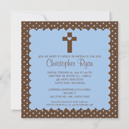 Baptisme van bruine en blauwe baby kaart (Voorkant)
