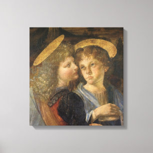 Baptisme van Christus Angels door Leonardo da Vinc Canvas Afdruk