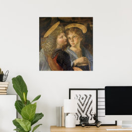 Baptisme van Christus Angels door Leonardo da Vinc Poster